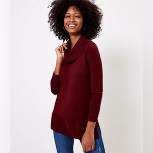 Loft Cowl Neck Tunic burgundy size medium Sweater
